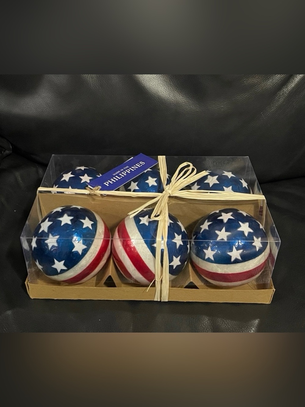 Patriotic Red White and Blue Decorative Spheres Bowl Fillers, Set of 6